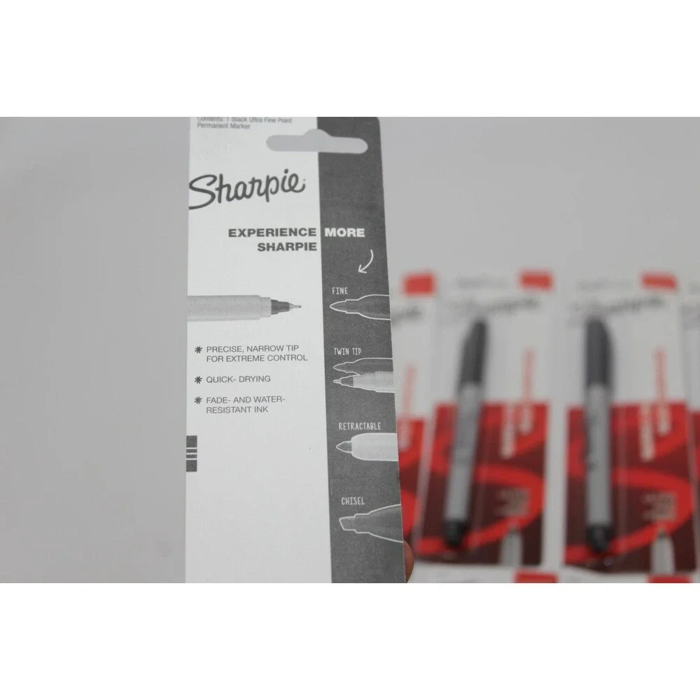 Lot of 12 Brand New Sharpie Permanent Ultra-Fine Point Markers, Black Packages